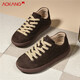 奧康（Aokang）男鞋秋冬板鞋時(shí)尚百搭男士增高勃肯休閑鞋 深栗色    42   