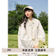 紫涵（ZIHAN）紫涵圓領(lǐng)防曬短外套女2025年春季新款簡(jiǎn)約寬松慵懶感長(cháng)袖拉鏈上衣 米白 S