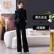 黛維亞高端西裝套裝女時(shí)尚顯瘦西服外套女士職業(yè)裝修身商務(wù)正裝 黑色西裝+闊腿褲 厚款 XL （115-125斤）