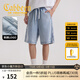 卡賓（CABBEEN）【梭織無(wú)彈蘭色牛仔布】牛仔短褲男棋盤(pán)格織帶時(shí)尚夏季短褲子男褲 天藍色37 M /170/48