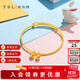 謝瑞麟（TSL）黃金手鐲嬰兒童雙鈴鐺光面抽拉式足金寶寶BB手鐲滿(mǎn)月禮物YQ823 約3.8克（工費580元)