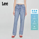 Lee涼涼褲25新品429中腰直腳天絲淺藍色女士牛仔褲