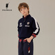 POLOWALK童裝男童針織衫2025秋冬新款立領(lǐng)線(xiàn)衫撞色提花百搭毛衣 藏青 150 cm