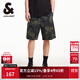 杰克·瓊斯（JACK&JONES）男裝25年短褲男士夏季外穿潮流寬松五分褲沙灘短褲迷彩工裝大褲衩 E11卡其色 M (175)
