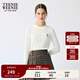 Teenie Weenie小熊女裝長(cháng)袖T恤2025秋季新款俏皮彈力拉絨豎紋上衣 象牙白 M