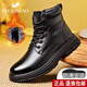富貴鳥(niǎo)（FUGUINIAO）馬丁靴男2025冬季高幫男鞋雪地靴全牛皮加絨保暖羊毛棉鞋男士短靴 FG0272黑色[羊毛里] 40