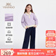 英氏（YEEHOO）女童套裝兒童衛(wèi)衣褲子兩件套中大童裝休閑運(yùn)動(dòng)時(shí)尚秋 夢幻紫 150