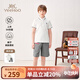 英氏（YEEHOO）男童套裝兒童衣服夏季POLO衫短袖短褲兩件套休閑透氣男孩夏裝新款 經(jīng)典凈色學(xué)院白色+潮流工裝灰色 170