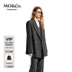 MO&Co.【C+系列】西裝2025春新品含綿羊毛條紋墊肩航海系MBE1BLA003 灰白條色 S 160