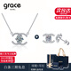 Grace Girl莫桑鉆雙C耳釘高級感輕奢氣質(zhì)小香風(fēng)耳環(huán)送女友生日禮物新年 莫桑鉆雙C套裝【項鏈+耳釘】