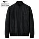 七匹狼夾克男士通勤狼文化滿(mǎn)印棒球領(lǐng)夾克男裝外套 黑色    XL   