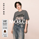 MO&Co.【秦嵐同款】短袖T恤2025春新品做舊搖滾印花寬松MBE1TEET08 深花灰色 L 170