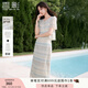 香影小香風(fēng)套裝裙子女2025夏季新款超好看千金感短袖半身裙兩件套 航線藍(lán) L 165/88A/110-125斤