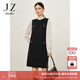 玖姿·安娜蔻甜美風(fēng)復(fù)古氛圍感圓領(lǐng)長(zhǎng)袖毛衫連衣裙女冬款 素黑 2XL