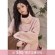謎秀羊毛絨中長(cháng)款外套女雙面呢上衣2025年新秋冬牛角扣韓版毛呢大衣 粉色 M