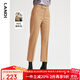 藍地（LANDI）卡其色羊毛西裝褲女新款修身通勤側開(kāi)叉長(cháng)褲秋冬 卡其色 L