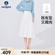 Navigare意大利小帆船開(kāi)叉百褶裙女士春秋季顯瘦半身裙高檔通勤百搭a字裙 科技白 L