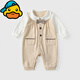 G.duck嬰兒衣服秋裝男寶寶紳士領(lǐng)結連體衣長(cháng)袖爬服滿(mǎn)月百天包屁衣外出服 米杏色紳士爬服25Q528 80cm 尺碼80建議身高73-