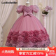 蘿卜唄唄（LUOBOBEIBEI）女童公主裙蓬蓬裙兒童禮服小主持人連衣裙鋼琴表演服 粉色  130 