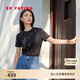 EP雅瑩女裝 細絨棉白色雅韻印花短袖t恤衫上衣 夏季商場(chǎng)同款5317A 黑色 M