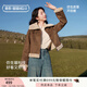 香影【貓貓絨】美拉德仿生皮草2025秋冬新款加絨麂皮絨外套女短款 焦糖色 S