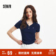 森馬（Semir）polo衫女短款收腰翻領(lǐng)襯衫25夏刺繡涼感緊身T恤辣妹109325115005