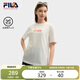FILA 斐樂官方韓素希同款女子針織短袖衫2025夏小狐貍刺繡純棉舒適T恤