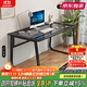 吉飾佳電腦桌臺式現代創(chuàng  )意鋼化玻璃辦公桌家用臥室書(shū)桌經(jīng)濟型簡(jiǎn)易小桌子 黑架+黑色玻璃 100x60x72cm