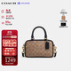 蔻馳（COACH）【品牌直供】女包SATCHEL小方包手提斜挎包 棕黃色CW197 生日禮物