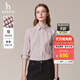 哈吉斯（HAZZYS）女裝 秋季女士襯衣條紋通勤長(cháng)袖休閑襯衫女ASCSK1CCX07 酒紅色WN M (160/84A 38)