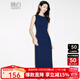 晚白【新品】2025秋款內搭單穿氣質(zhì)高級感裙子捏褶彈力包臀無(wú)袖連衣裙 深藍色 M