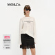 MO&Co.棉麻T(mén)恤春含亞麻水墨印花繡花MBE1TEE008淡人穿搭 本白色 M 165