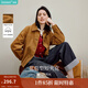 茵曼（INMAN）2025秋冬女裝新款復(fù)古燈芯絨巴恩風(fēng)花苞外套上衣 棕色 M