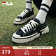 斐樂（FILA）官方LOOP女鞋帆布鞋新款休閑運動鞋小白鞋板鞋斷層鞋 黑-BK 37.5