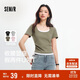 森馬（Semir）短袖t恤女短款假兩件百搭上衣25夏裝顯瘦U領(lǐng)套頭衫109325100015