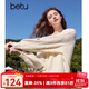百圖betu女裝2025春季新款毛衣圓領(lǐng)寬松立體花朵裝飾毛衣女2501T05 淺杏色 M