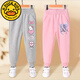 G.duck女童褲子春秋新款外穿休閑褲中大童洋氣韓版春季兒童長(cháng)褲運動(dòng)褲潮 春秋衛褲：草莓貓灰+精靈粉 120 cm適合110-120cm年齡5-6歲