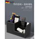 筆筒辦公室桌面收納盒輕奢高級感會(huì )議室創(chuàng  )意學(xué)生辦公桌置物架定制 黑色平紋