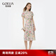 歌莉婭真絲旗袍夏2025新款桑蠶絲新中式盤扣優(yōu)雅連衣裙1E3L4K1Y0 2DD粉彩繁花印花 S