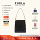 芙拉（FURLA）【同價(jià)11.11】MIANOVA時(shí)尚撞色牛皮大號女士通勤單肩包水桶包 黑色+沙色