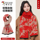 啄木鳥(niǎo)圍巾女士秋冬季雙面仿羊絨保暖圍脖披肩媽媽長(cháng)輩送生日禮物中國紅