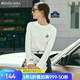 Olrain歐芮兒米白色長(cháng)袖T恤女2025秋季新款寬松百搭熊貓刺繡上衣 米白色 XL