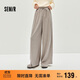 森馬（Semir）休閑褲女秋季打褶垂感寬松闊腿褲2025日系慵懶糯米褲10A525127003
