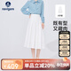 Navigare意大利小帆船女士中長(cháng)款過(guò)膝裙百褶半身裙2322874524 白 L 
