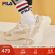 FILA斐樂SOFIA魚刺鞋女鞋跑步鞋復古老爹鞋女增高鞋休閑鞋 奶白/米色-GA 37.5