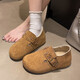 鹿季復古加絨勃肯鞋女2025秋冬季新款懶人一腳蹬休閑配裙子低幫小單鞋 棕色 37
