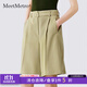 MeetMetro瑪依爾卡其色休閑褲女2025夏季新款高腰直筒短款小西褲 卡其【現貨閃電發(fā)】 XL