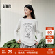 森馬（Semir）長(cháng)袖T恤女秋季oversize印花蝴蝶結2025新款少女感甜酷套頭衫 本白10102 M