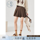 紫涵（ZIHAN）紫涵學(xué)院風(fēng)百褶短裙女春季學(xué)生防走光小個(gè)子A字半身裙 咖色 L