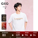 GXG男裝265g重磅字母繡花圓領短袖T恤涼感索羅娜24年夏白色L